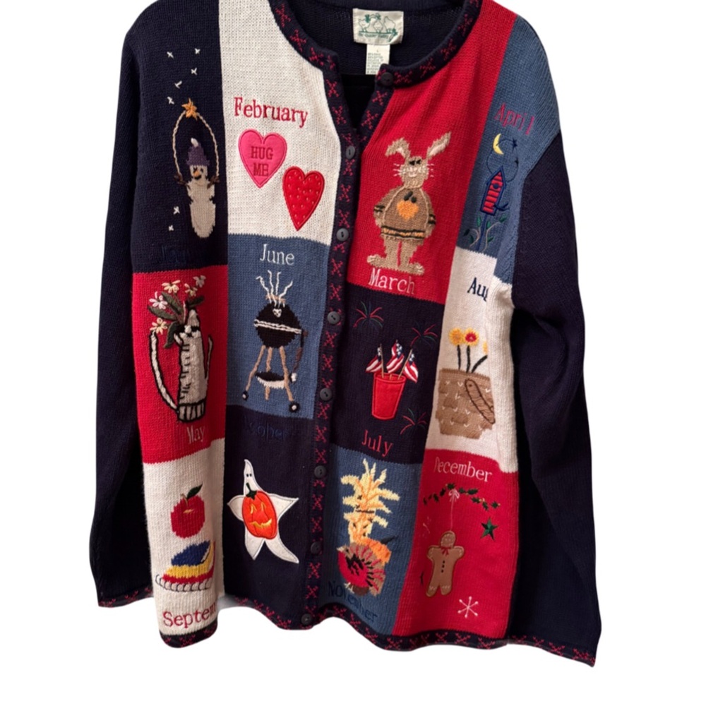 Quacker Factory NWT Months of the Year Cardigan size L